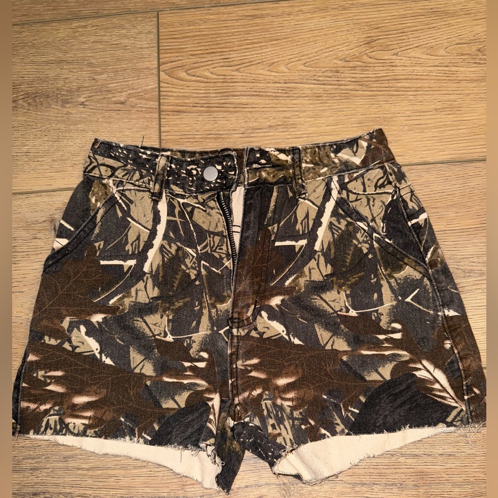 Vintage camo denim shorts